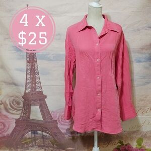 H&M Women's Pink Button-Up Shirt Sz L